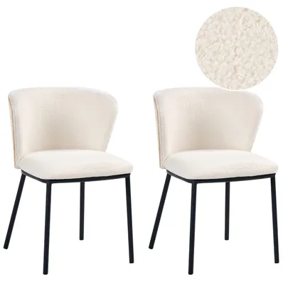 Obrázek produktu pro BELIANI Sada 2 jídelních židlí krémově bílá černé železné nohy bez područek ochranné krytky moderní minimalistický design jídelna