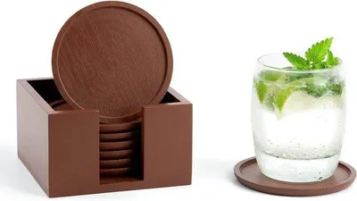 Immagine prodotto di Set di 8 sottobicchieri, sottobicchieri per bicchieri con confezione, per bevande, birra, bicchieri, caffè, sottobicchieri in legno, regali decorativi
