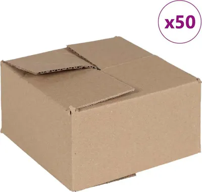 Image de vidaXL Boîte pliante avec rangement, 50 pièces, couleur naturelle, 15 x 15 x 8 cm, carton