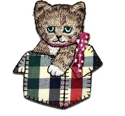 Produktbild von Katze Tier - Aufnäher, Bügelbild, Aufbügler, Applikationen, Patches, Flicken, Zum Aufbügeln, Größe: 6,1 x 5,2 cm