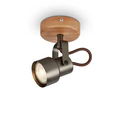 Productafbeelding van Spots, plafondlamp, vintage, draaibaar en kantelbaar, 5W, 1xGU10, grijs, 3000K, Briloner