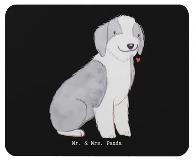 Produktbild von Mr. & Mrs. Panda Mousepad Bearded Collie Lebensretter - Schwarz - Geschenk, mousematte, computer, Britischer Hütehund, Mouse Pad, pc mausunterlage, Mauspad