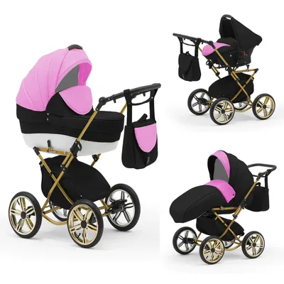 Produktbild von Klassischer Kinderwagen Sorento Gold 4 in 1 inkl. Sportsitz und Autositz in 19 Farben