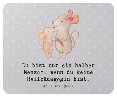 Produktbild von Mr. & Mrs. Panda Mouse Pad Heilpädagogin Herz - Grau Pastell - Geschenk, Mousepad, Ausbildung, Spruch, Studium, Heilpädagogik, computer mauspad, laptop, mousematte