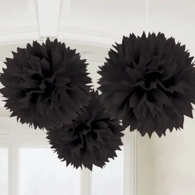 Produktbild von Amscan 18055-10-55, Dekorativer Pom-Pom, Schwarz, Rund, 40,6 cm, 3 Stück(e)