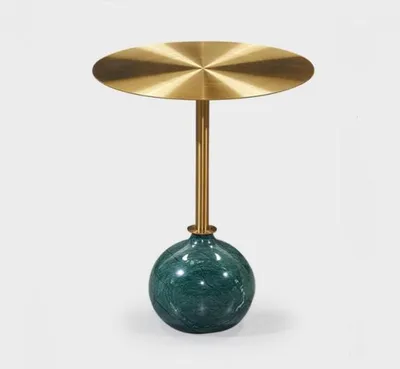 Produktbild von Runder Gold Beistelltisch Couchtisch Schlafzimmer Kommode Tische Konsole