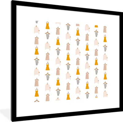 Produktbild von MuchoWow® MuchoWow® Gerahmtes Poster Kleidung - Muster - Farben 40x40 cm - Poster mit zchwarzem Bilderrahmen - Poster - Plakat im Rahmen