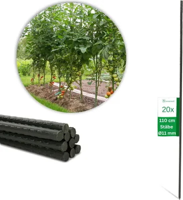 Immagine prodotto di Novatool 20 bastoni per piantare 110 cm verde Diametro 11 mm bastoni per arrampicarsi in metallo plastificato aiuto per arrampicarsi bastoni per pomodori portafiori