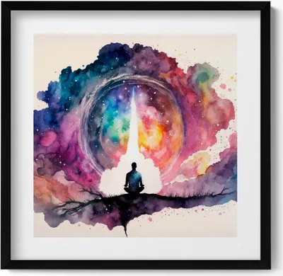 Produktbild von Lebensstil Meditation– Wandbild mit Rahmen – Gerahmtes Bild  – Wanddekoration – 50x50 cm –  Schwarz Rahmen