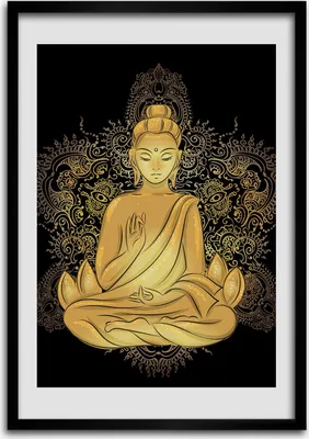 Produktbild von Bild - Bilderrahmen - 50 cm x 70 cm - MDF - Rahmen - Wandkunst Buddha und Mandala