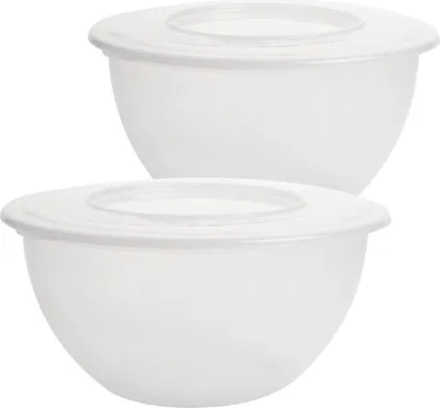 Produktbild von 2 Stk. Rührschüssel mit Deckel 5L Schüssel Salat Kunststoff Küchenschüssel