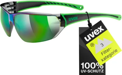 Produktbild von Uvex Erwachsene Sportstyle 204 Sportsonnenbrille, Black-Green, Einheitsgröße