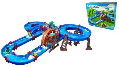 Produktbild von AquaPlay WaterWheel Wasserbahn mit Handkurbel, langer Rutsche, 2 Ebenen, Wasserfontänen