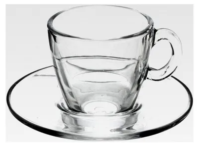 Produktbild von Kaffeetassen mit Unterteller, Glas, Transparent, 6 Stück