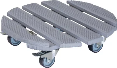 Produktbild von WAGNER Pflanzenroller CREO Ø 38 x 10,5 cm, außen & innen, Holz geriffelt, grau, Bremsen, Tragkraft 200 kg, EU Ware - 20086301