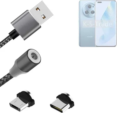 Produktbild von K-S-Trade Hochwertiges Magnet-Lade-kabel Sync-Kabel Daten-Kabel kompatibel mit Honor Magic5 mit USB-Typ-C-Anschluss und Micro-USB-Anschluss 2A bis zu