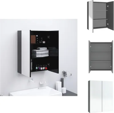 Produktbild von vidaXL Bad-Spiegelschrank 60x15x75 cm MDF Anthrazit -  Badezimmerwaschtische