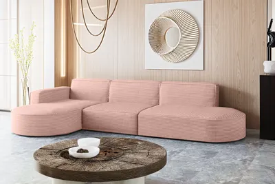Produktbild von Ecksofa Designer, Sofa L form MODENA stoff Poso Rosa Links