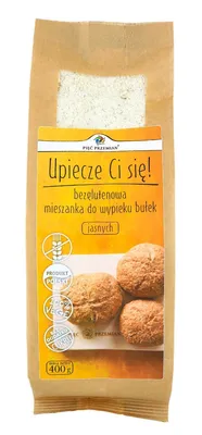 Zdjęcie produktu dla MIESZANKA DO WYPIEKU BUŁEK JASNYCH BEZ DODATKU CUKRÓW BEZGLUTENOWA 400 g - PIĘĆ PRZEMIAN