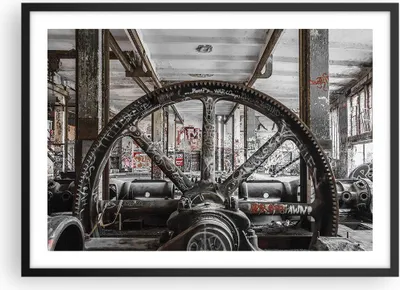 Produktbild von Gerahmtes Poster - Schwarzer Rahmen - Maschine Industrie Graffiti - 70x50 cm - Wand Bild - Wanddeko - Wandbilder - Wandposter - Bilderrahmen - Bilder - Kunstdruck - Wandbild - P2BAA70x50-4304