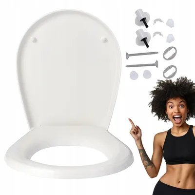 Produktbild von WC Sitz - Toilettensitz - Weiß - 37x44cm - Antibakteriell - Langsame Schließung - Toilettendeckel