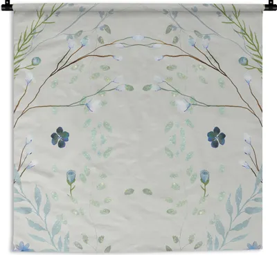 Produktbild von MuchoWow® Wandteppich Wandbehang Blätter - Blumen - Pastell - Design 150x150 cm Tapisserie Dekoration Wandtuch - Wohnaccessoires - Modernes
