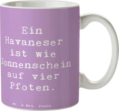 Produktbild von Mr. & Mrs. Panda Tasse Spruch Havaneser Sonnenschein - Lavendeltraum - Geschenk, Pflege, Kaffeebecher, Hunderassen, Kaffeetasse, schöne, Sonnenscheinträger, Becher