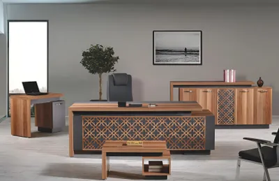 Produktbild von Komplettbüro Bürotisch Büromöbel Schreibtisch Set 4tlg Holz Braun Büro
