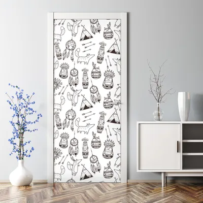 Produktbild von Dekorative Tür Wandaufkleber Wandtattoo selbstklebend dekoration Geometrische Katzen 70 x 200 cm