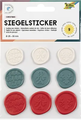 Produktbild von folia Siegel-Sticker CHRISTMAS Größen und Farben sortiert 1 Blatt à 9 Sticker