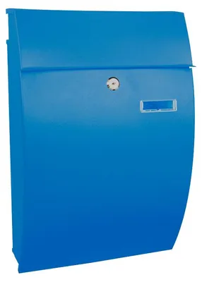 Produktbild von Wandbriefkasten Geronan mit Namensschild | HxBxT 48x32,2x15,5cm | Einwurföffnung 24x4cm | Blau