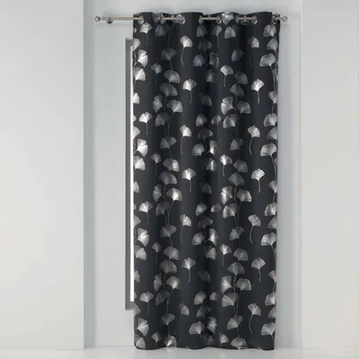 Produktbild von Vorhang blickdicht Ösen Gardinen Verdunklung Ösenvorhang 135x240 cm Schwarz Silber metalisch 1x Vorhang