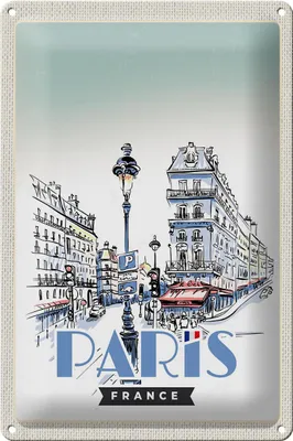 Produktbild von Blechschild Reise 20x30cm Paris Frankreich Stadt Kunstbild