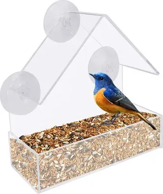 Produktbild von Hängend Vogelhaus - Vogelfutterhäuschen - Futterautomat - Hängend am Fenster - Mit Klammern - Vogelhäuschen - Futterstelle - Vogelbeobachtung