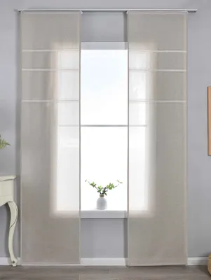 Produktbild von 2er Set Halbtransparente Schiebegardinen mit Paneelwagen HxB 245x60 cm Taupe »Leipzig« Kettenmuster lichtdurchlässig elegante Struktur  202450P-2