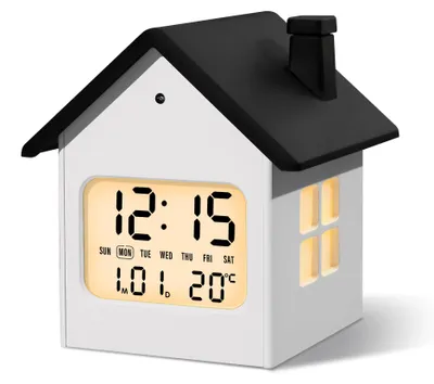Digitalwecker LCD mit Nachtlicht, USB/Batterie, Schlummer, Temperatur, Kalender