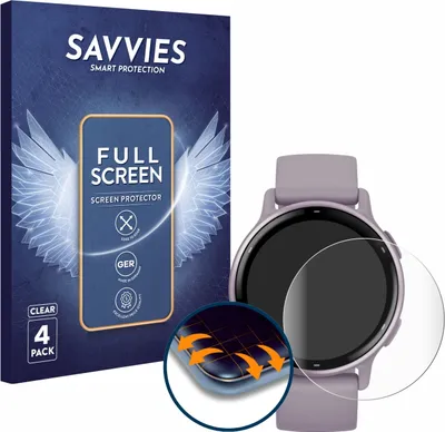 Produktbild von 4x Savvies Fullscreen Schutzfolie für Garmin vivoactive 5 Displayschutz Folie Fullcover Klar Transparent