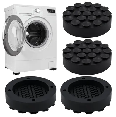 4er-Set Vibrationsdämpfer für Waschmaschine, Gummi, schwarz