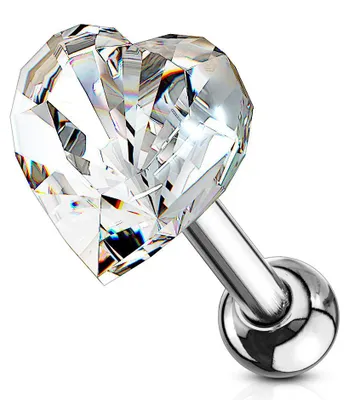 Produktbild von Helix & Tragus Ohr Piercing „Kristall Herz“ Clear