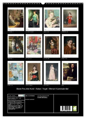 Produktbild von Beste Freunde Hund - Katze - Vogel - Mensch Kunstkalender (hochwertiger Premium Wandkalender 2026 DIN A2 hoch), Kunstdruck in Hochglanz