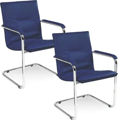 Produktbild von Nowy Styl Besucherstühle Rumba RUMBA CR SP06 blau Leder, 2 St.