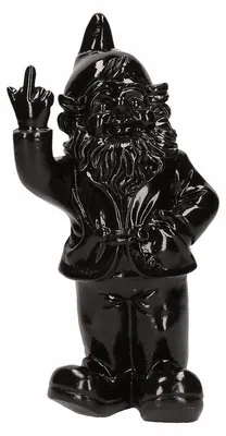 Produktbild von Stoobz design Gartenzwerg - schwarz - Mittelfinger - 30 cm