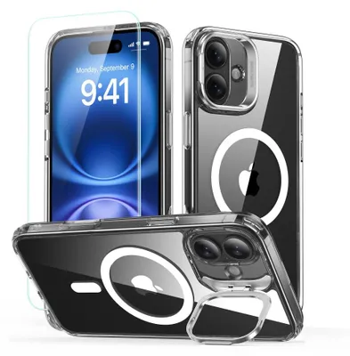 Image de Esr Classic Hybrid Kickstand Halolock Magsafe & Tempered Glass Iphone 16 Clear