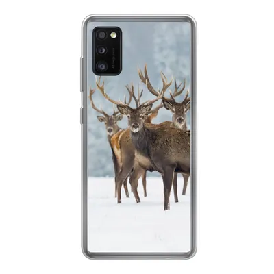 Produktbild von MuchoWow® Handyhülle Schutzhülle Hülle für Samsung Galaxy A41 Hirsche - Tiere - Schnee - Winter - Landschaft - Natur Silikon Softcase Handy Hülle - Mobiltelefon