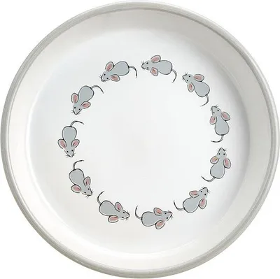 Productafbeelding van Handgemaakte keramische telescopbeker, wit met muismotief, inhoud 200 ml, diameter 16 cm.