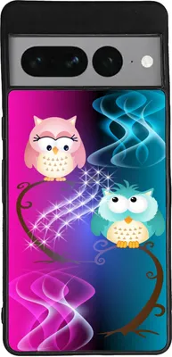 Produktbild von TPU Silikon Hülle für Google Pixel 7 Handy Cover Case Schutzhülle Handyhülle Bumper MOTIV 295 Eulen Ast Pink Blau