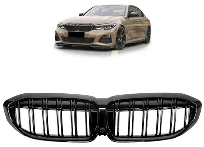 Produktbild von Set Doppelsteg Kühlergrill passend für BMW 3er G20 G21 Schwarz Glanz Sport