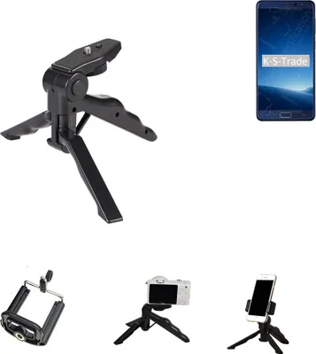 Produktbild von K-S-Trade Stativ Tisch-Ständer Dreibein Handy-Stativ Ständer kompatibel mit Cubot A5 Mini-Stativ Smartphone Tripod Handy-Stativ aus Plastik schwarz