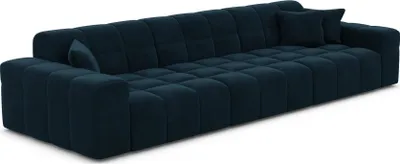 Produktbild von Samtstoff 4-Sitzer Couch Nivara Mitternachtsblau