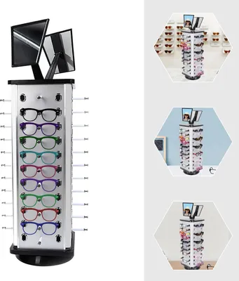 Immagine prodotto di Occhiali da sole e da vista - Espositore girevole - 10 kg - Plastica ABS - Per negozi/ottici/fiere